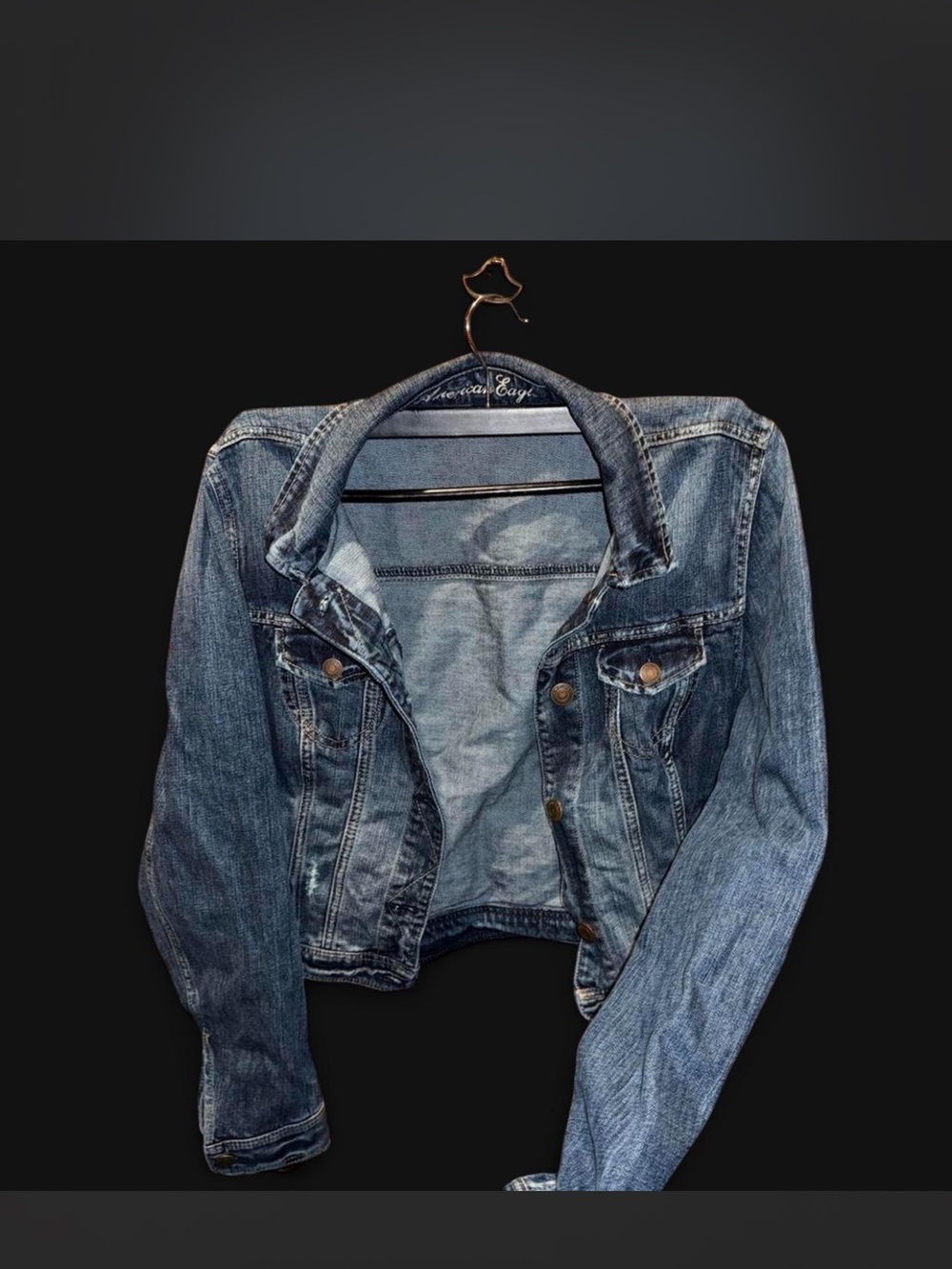 American Eagle Outfitters Embroidered Denim Jacket - Light Blue